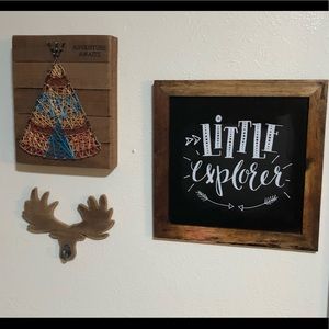Boys woodland theme room decor.
